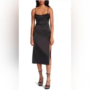 NWT Jason WU Elegant Black Sleeveless Midi Holiday Party Dress Front Slit Size S